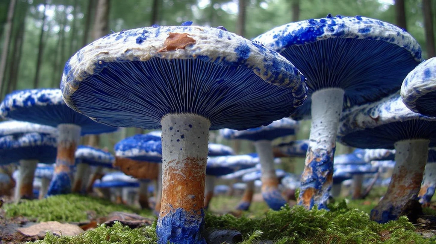 blue mushrooms